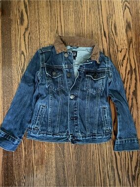 GAP Blue Denim Jacket with Brown Cord Collar 5T